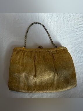 1950’s Gold Evening Clutch Handbag with Chain Strap
